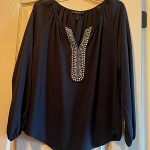 Alfani Navy sheer blouse